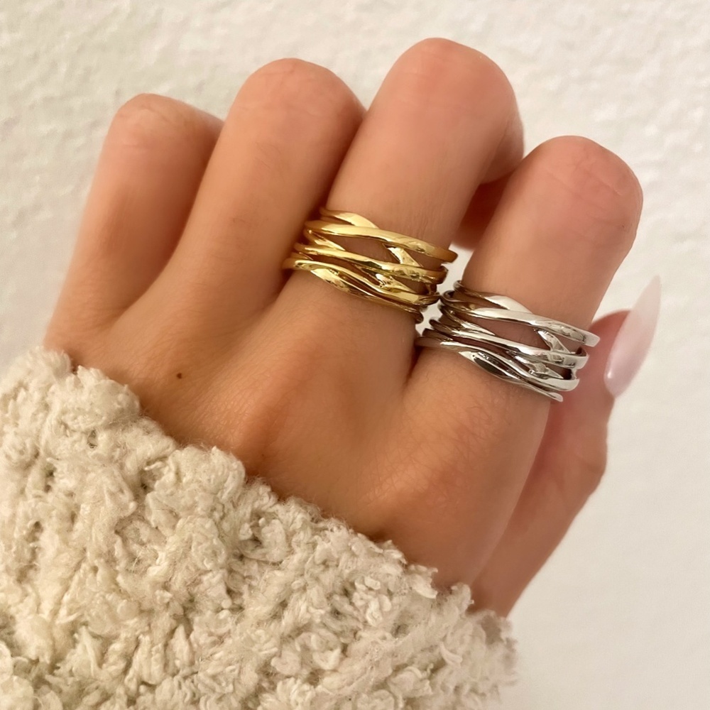 925 Sterling Silver Minimalist Ring Stackable Wrap Ring Band - Gold or Silver